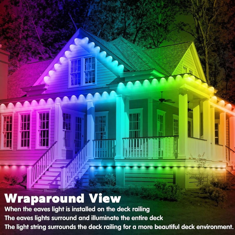FBZ 300FT Permanent Outdoor RGB Lights - IP67 Waterproof with Smart App Control Remote,DIY Scene Modes, Music Synchronization,Eaves Lights for Garden Decor,Deck,Christmas - Image 3